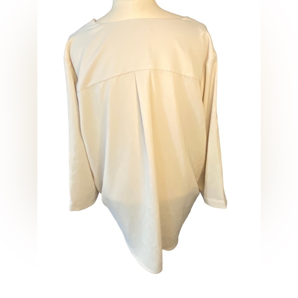 Prologue Women's 3/4 Sleeve V-Neck Hi-Low Blouse Top off white/cream - Size: XXL - Picture 2 of 8